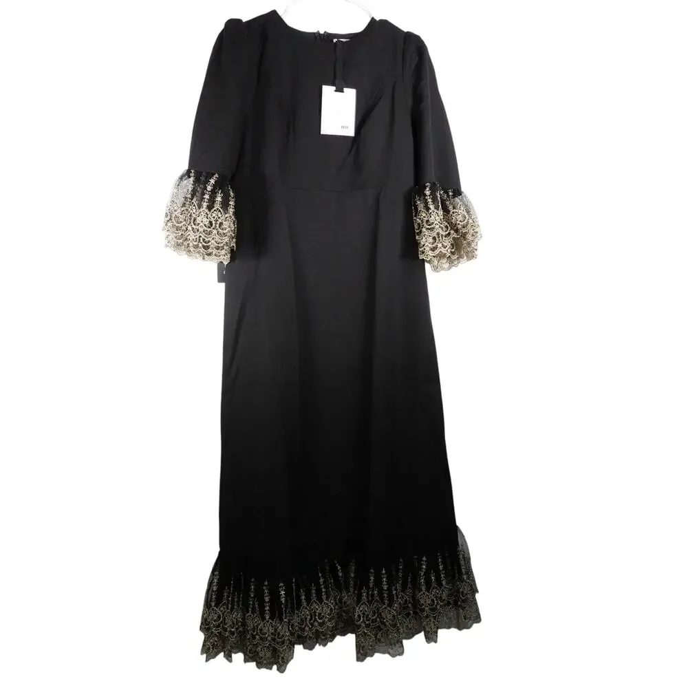 New Tuckernuck Pomander Place Gold Lace Lillith Midi Dress Sz Medium 0107 - Picture 4 of 11